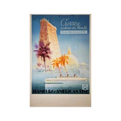 1932 Originale travel poster for Hamburg American Line's round-the-world cruise