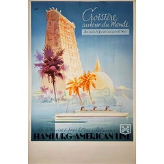 Used 1932 Originale travel poster for Hamburg American Line's round-the-world cruise