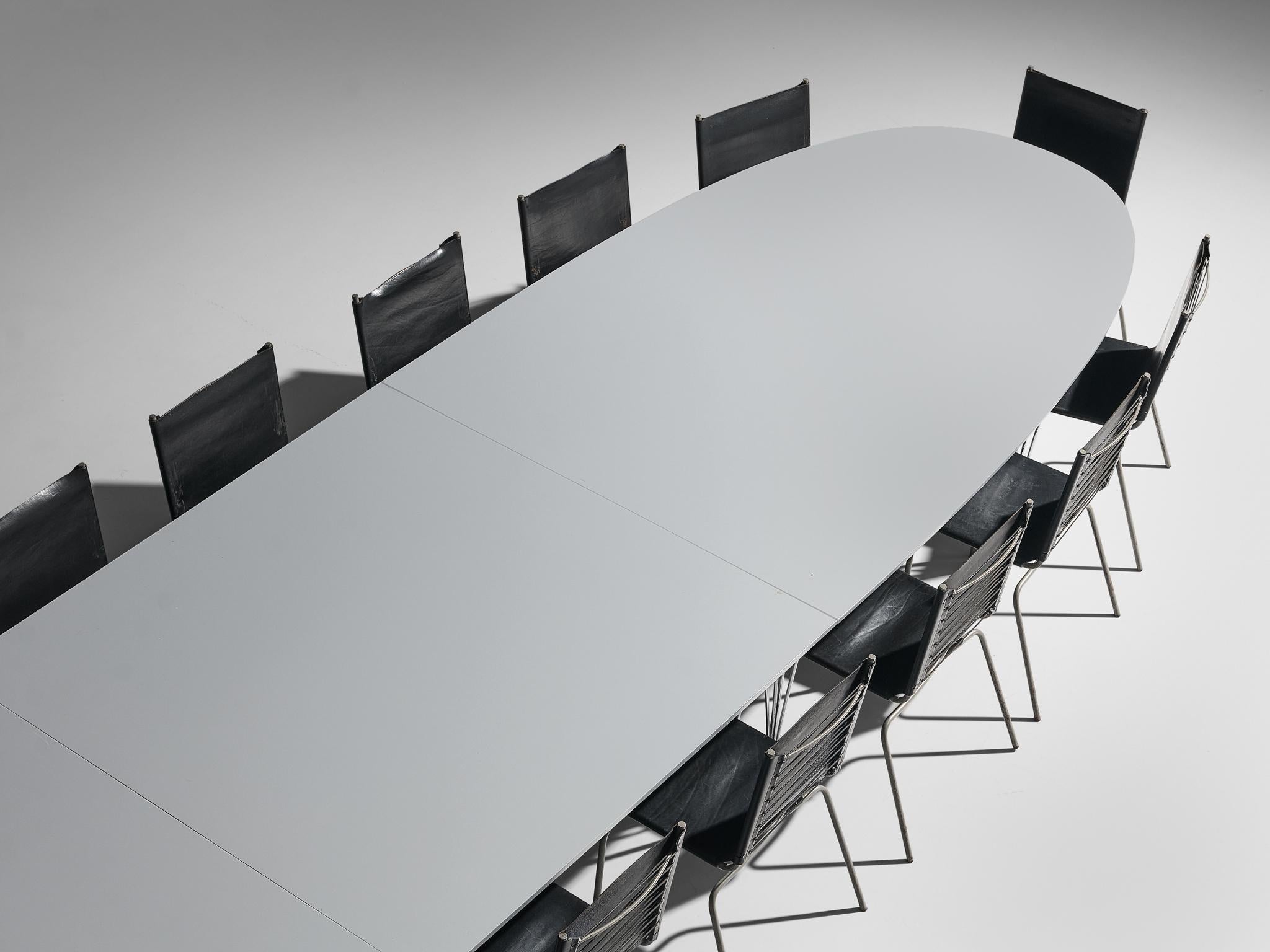 Scandinavian Modern Hein & Mathsson Superellipse Conference Table and 18 van Severen Leather Chairs