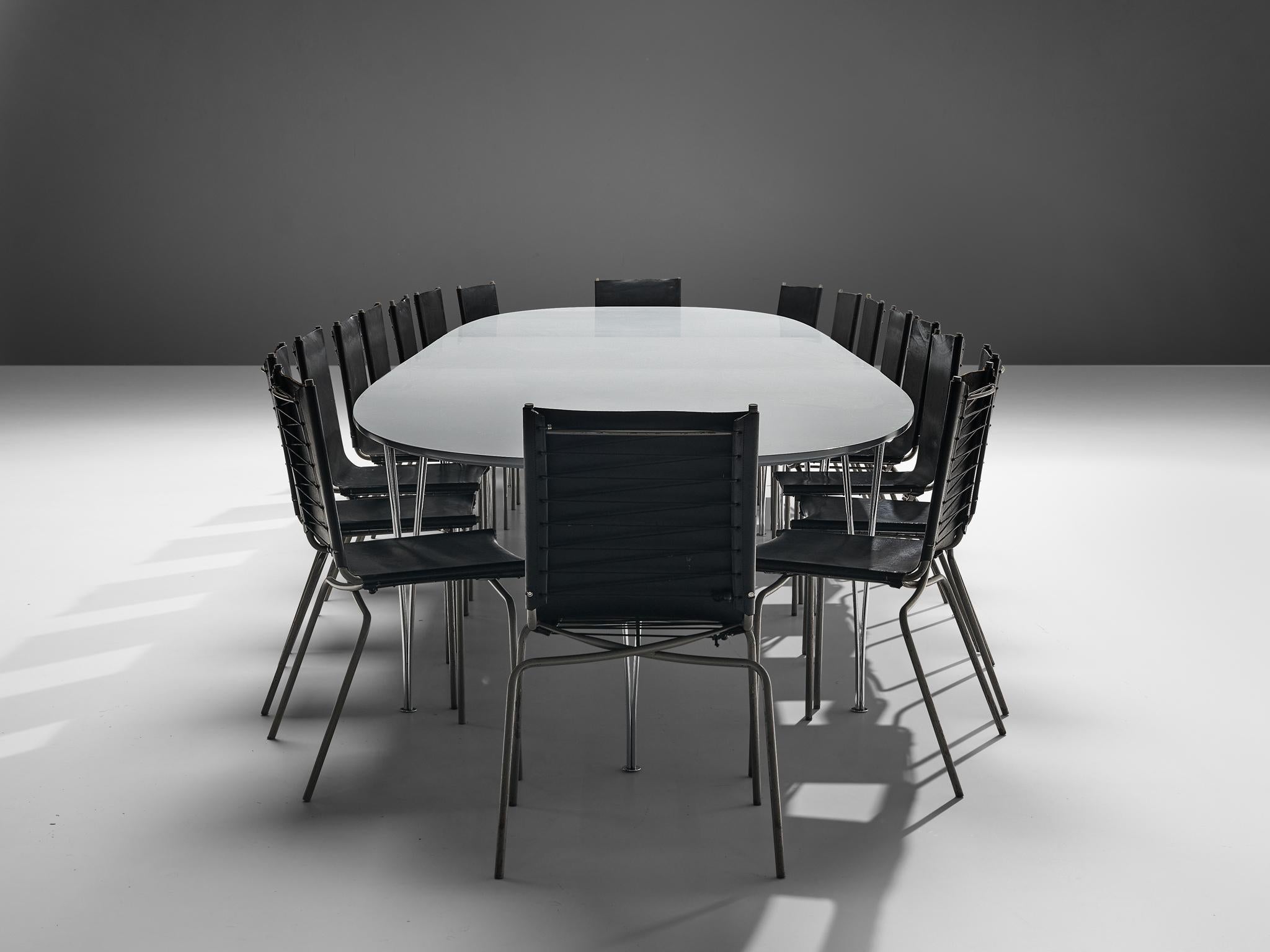 20th Century Hein & Mathsson Superellipse Conference Table and 18 van Severen Leather Chairs