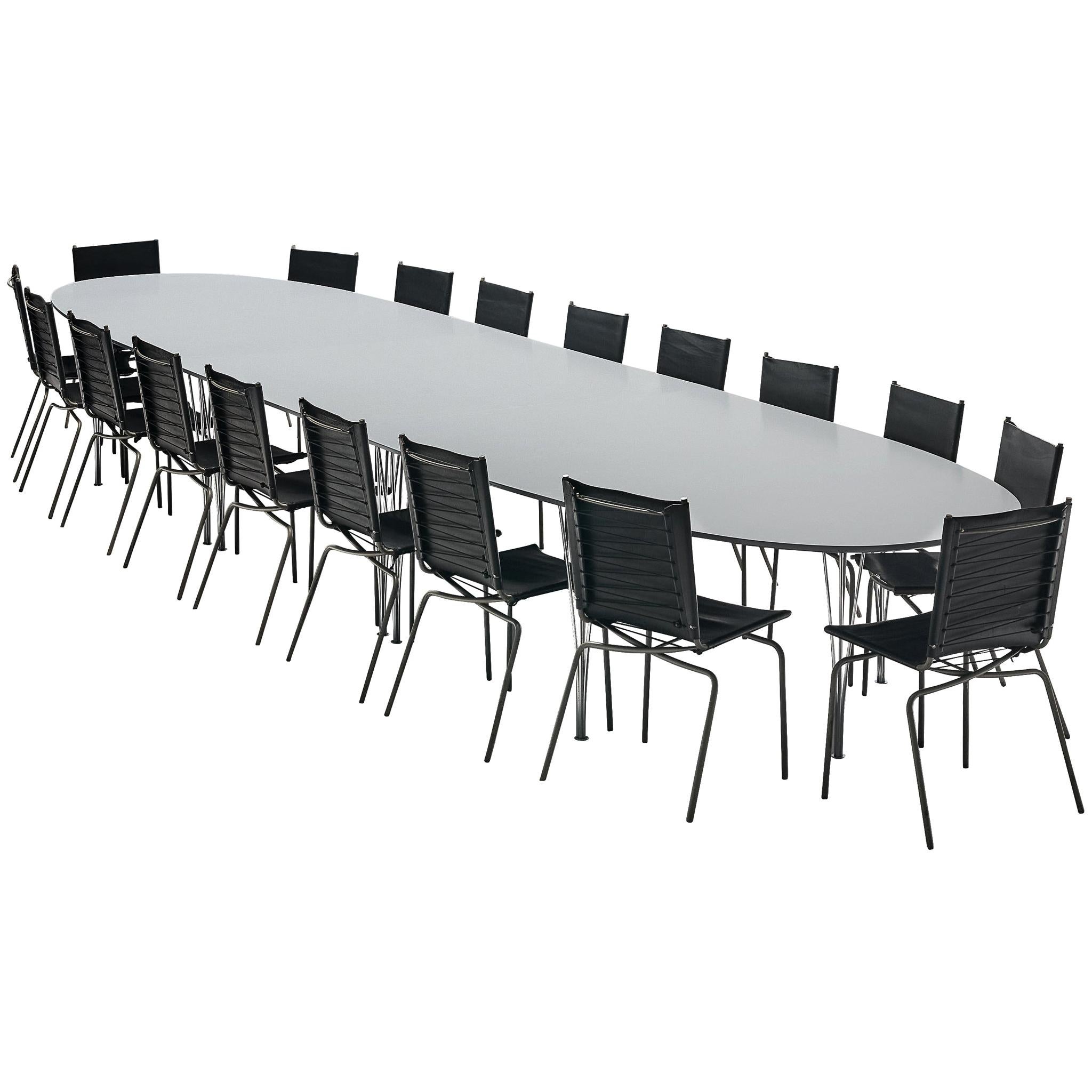 Hein & Mathsson Superellipse Conference Table and 18 van Severen Leather Chairs