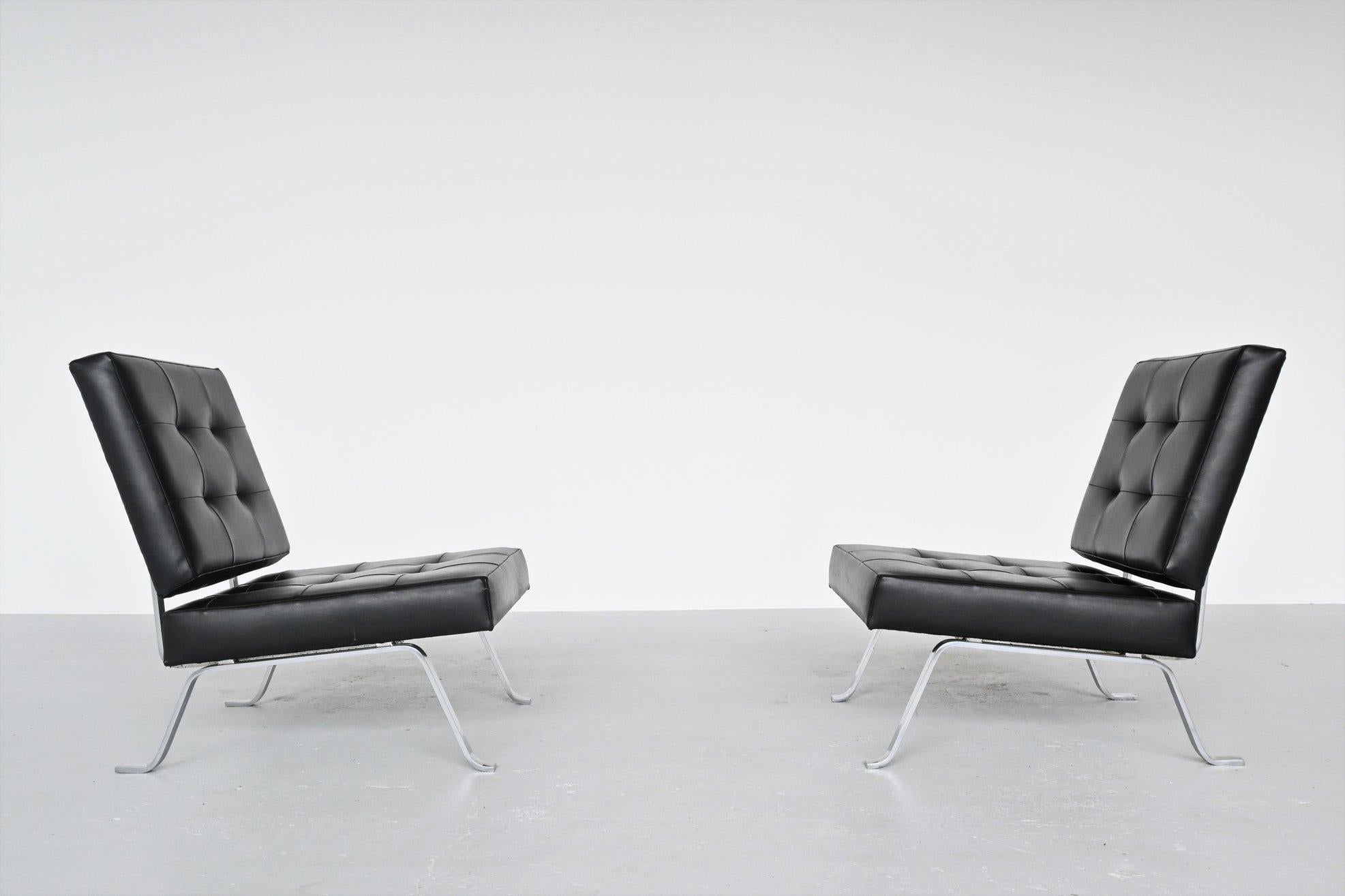 Brushed Hein Salomonson AP Originals Model AP60 Lounge Chairs Netherlands 1960