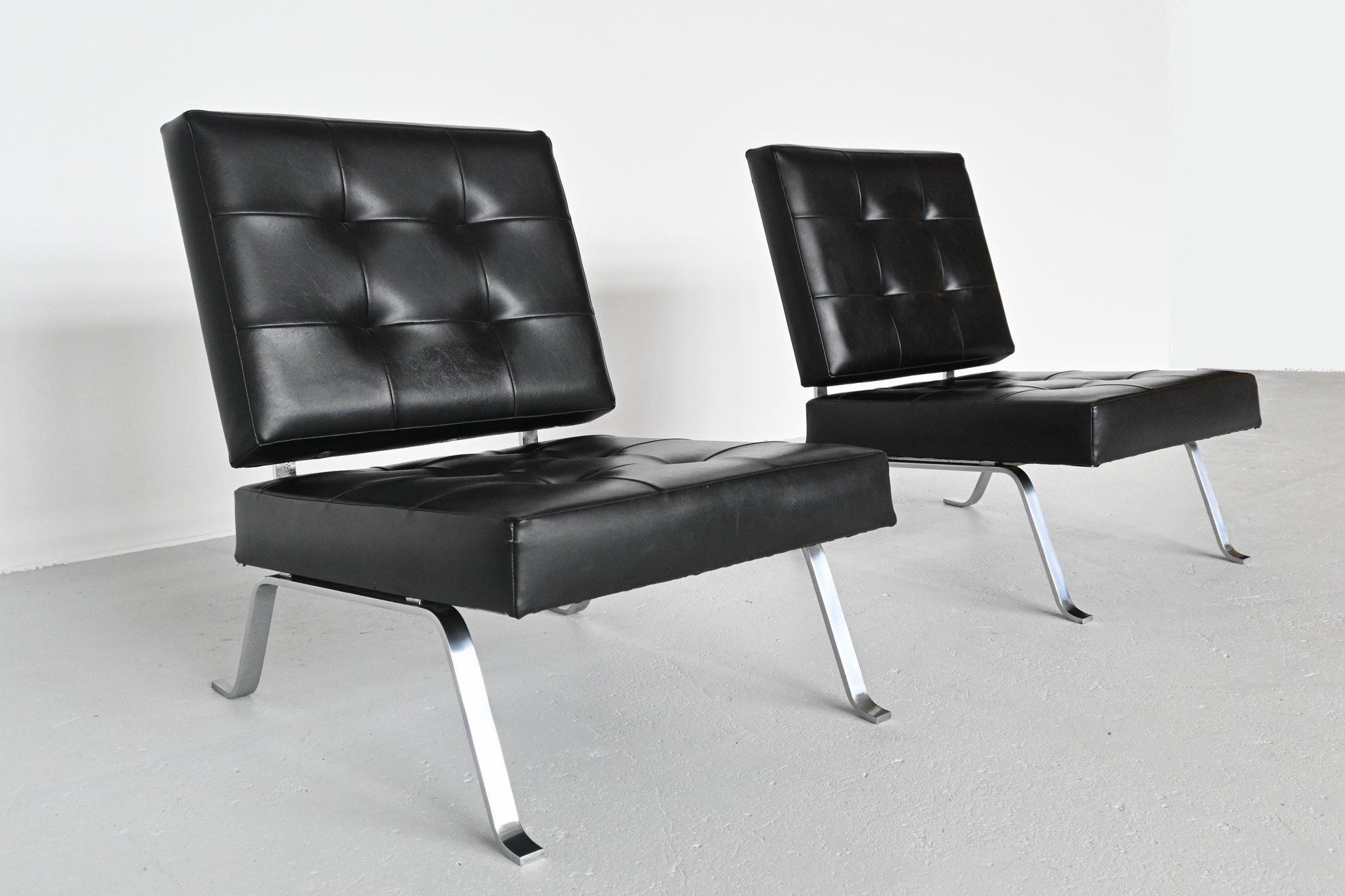 Steel Hein Salomonson AP Originals Model AP60 Lounge Chairs Netherlands 1960
