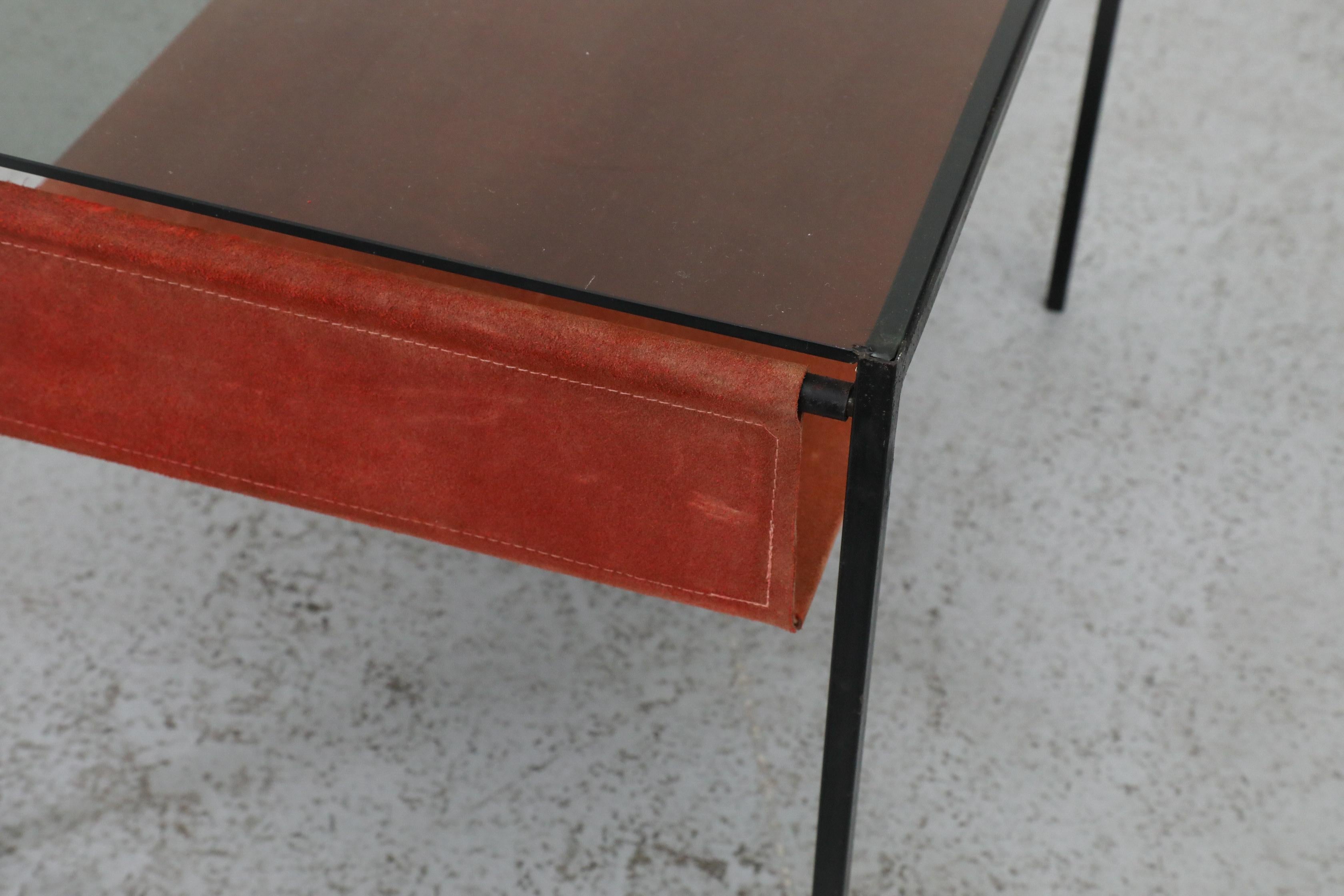 Hein Salomonson Table d'appoint du milieu du siècle avec verre fumé et daim pour AP Originals en vente 5
