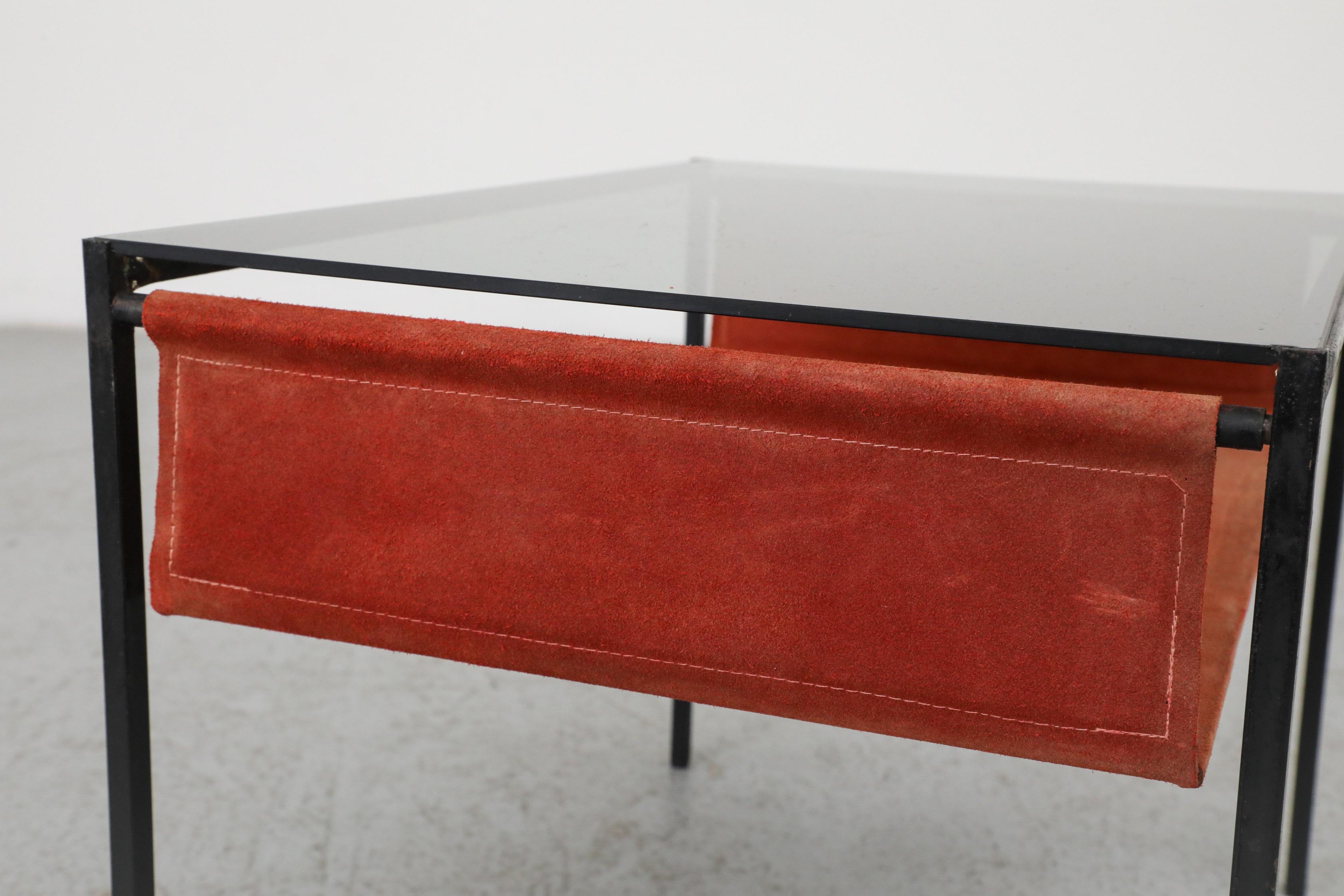 Hein Salomonson Table d'appoint du milieu du siècle avec verre fumé et daim pour AP Originals en vente 11