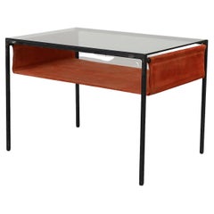 Hein Salomonson Mid-Century Side Table with Smoke Glass & Suede for AP Originals