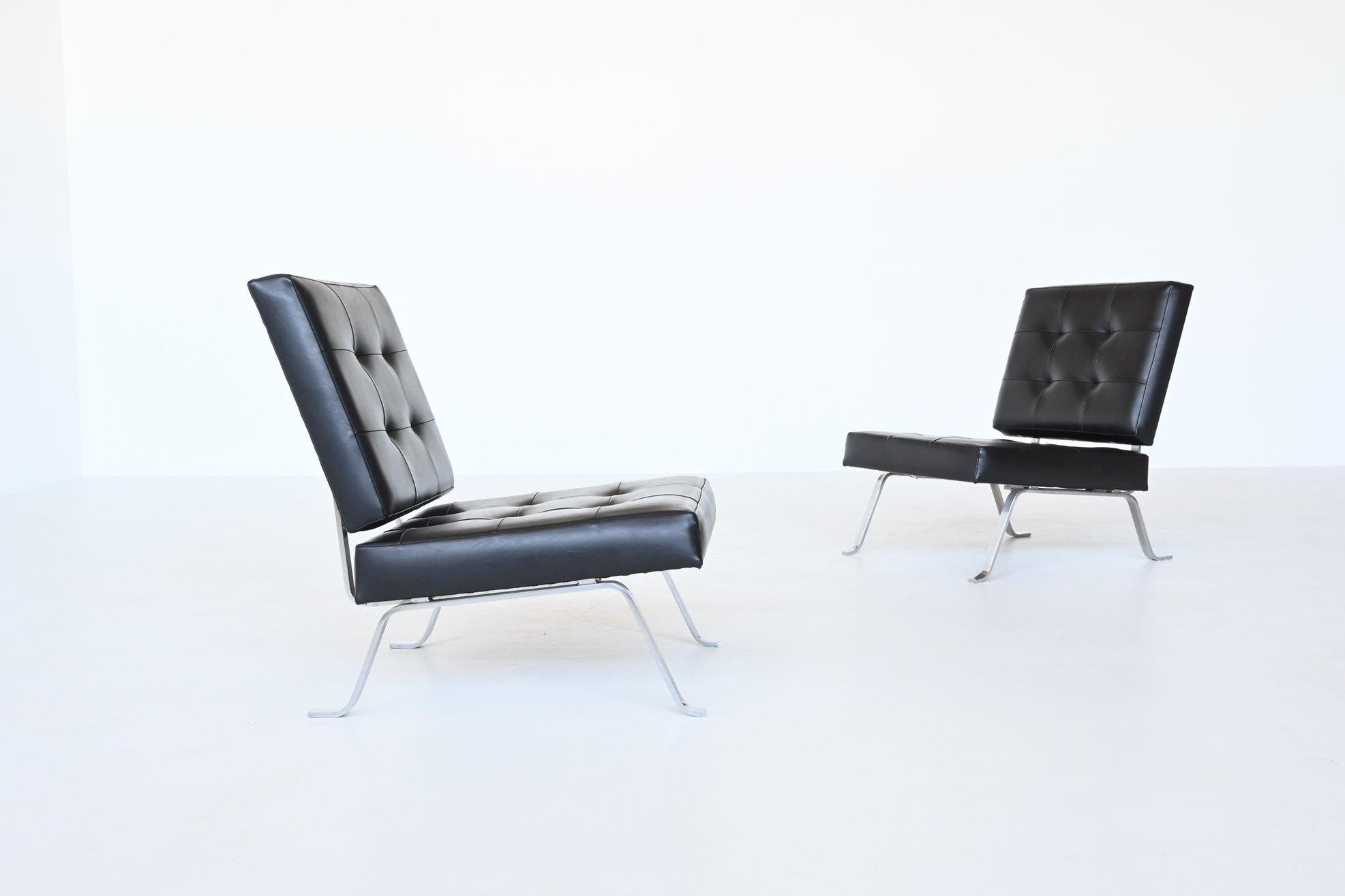 Steel Hein Salomonson Model AP60 Lounge Chairs AP Originals, Netherlands, 1960