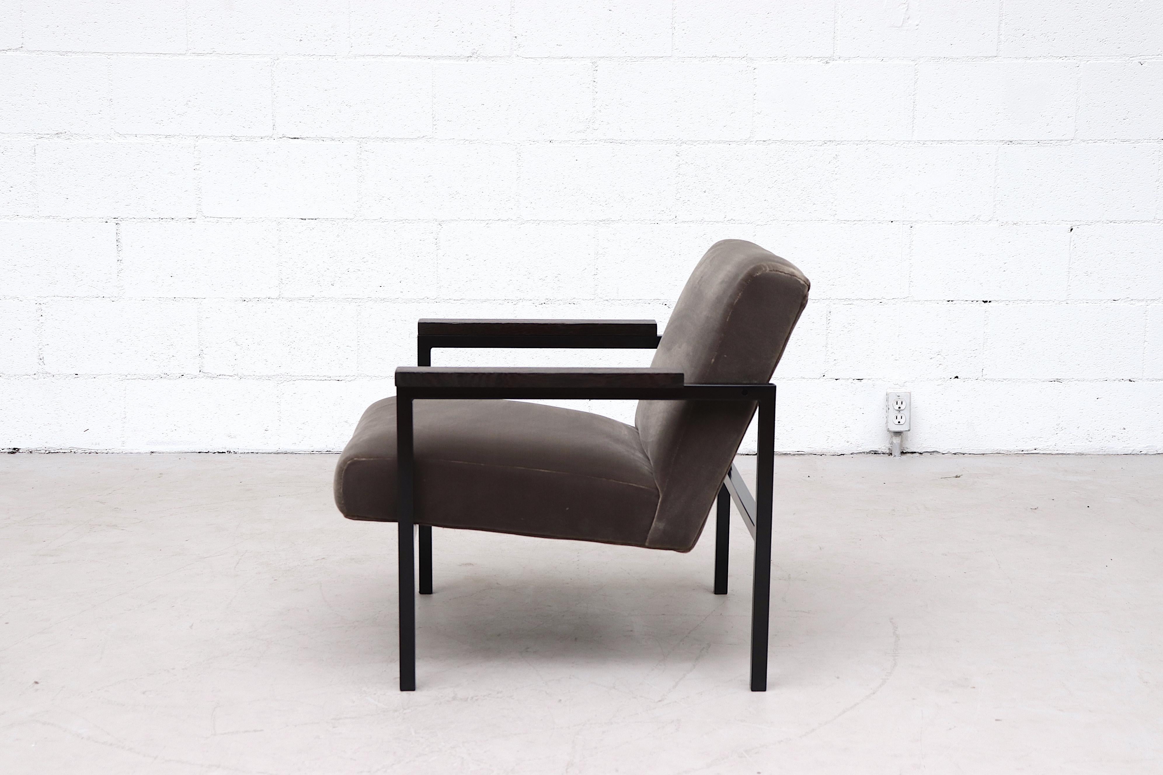 Mid-Century Modern Hein Stolle Attributed Velvet Lounge Chair
