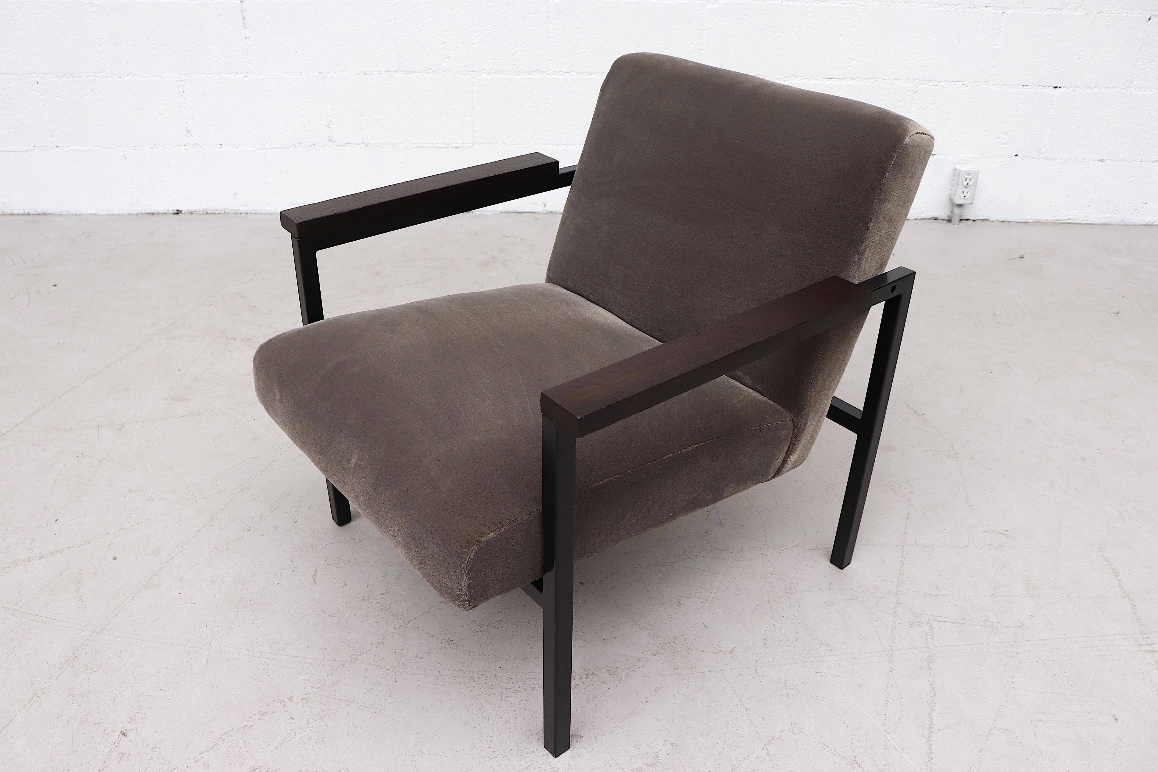 Hein Stolle Attributed Velvet Lounge Chair In Good Condition In Los Angeles, CA