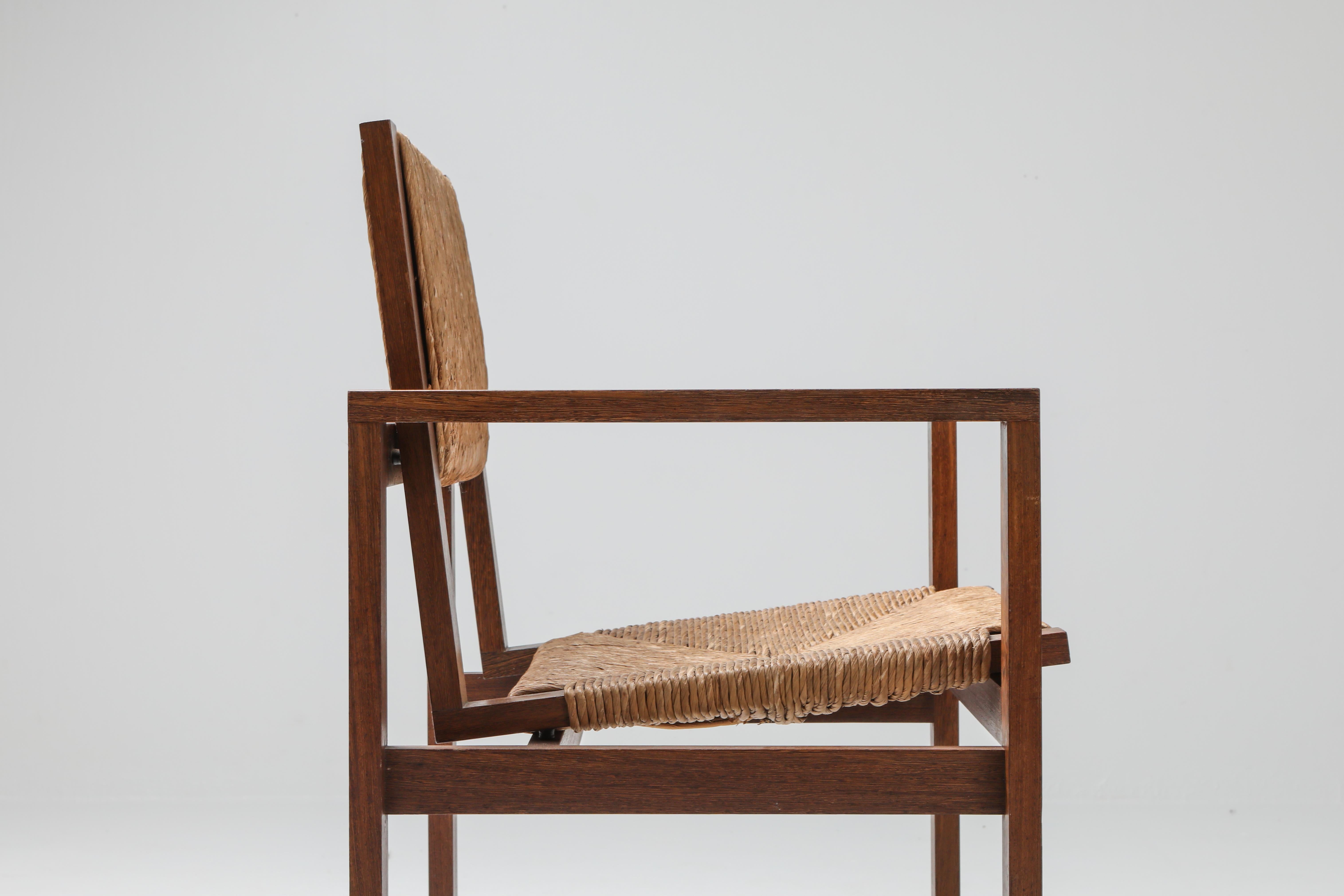 Wicker Hein Stolle Wengé Armchair for 't Spectrum, the Netherlands 1950s