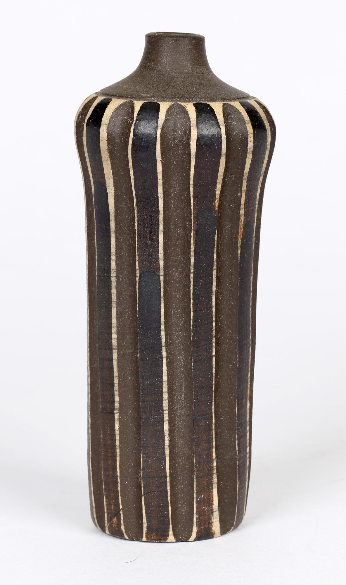 Heiner Hans Körting German Bauhaus Black & Brown Glazed Pottery Vase For Sale 3