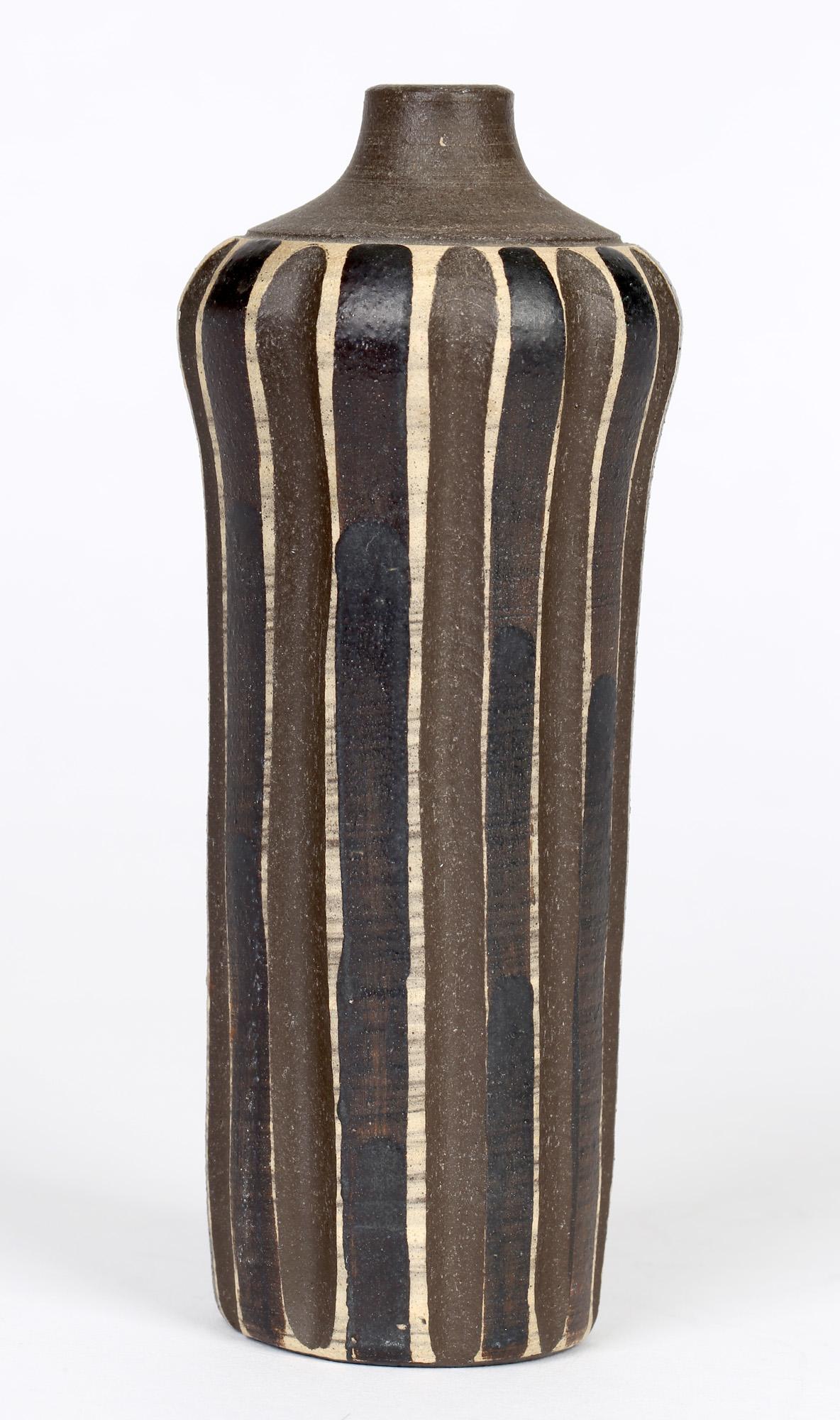 Heiner Hans Körting German Bauhaus Black & Brown Glazed Pottery Vase In Good Condition For Sale In Bishop's Stortford, Hertfordshire