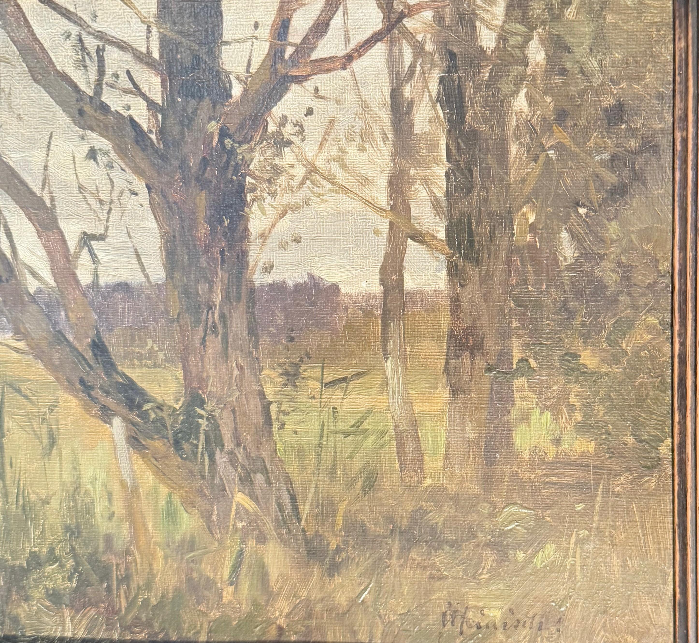 Dipinto a olio impressionista di  Karl Adams Heinisch, 1847 - 1923 Paesaggio in vendita 5