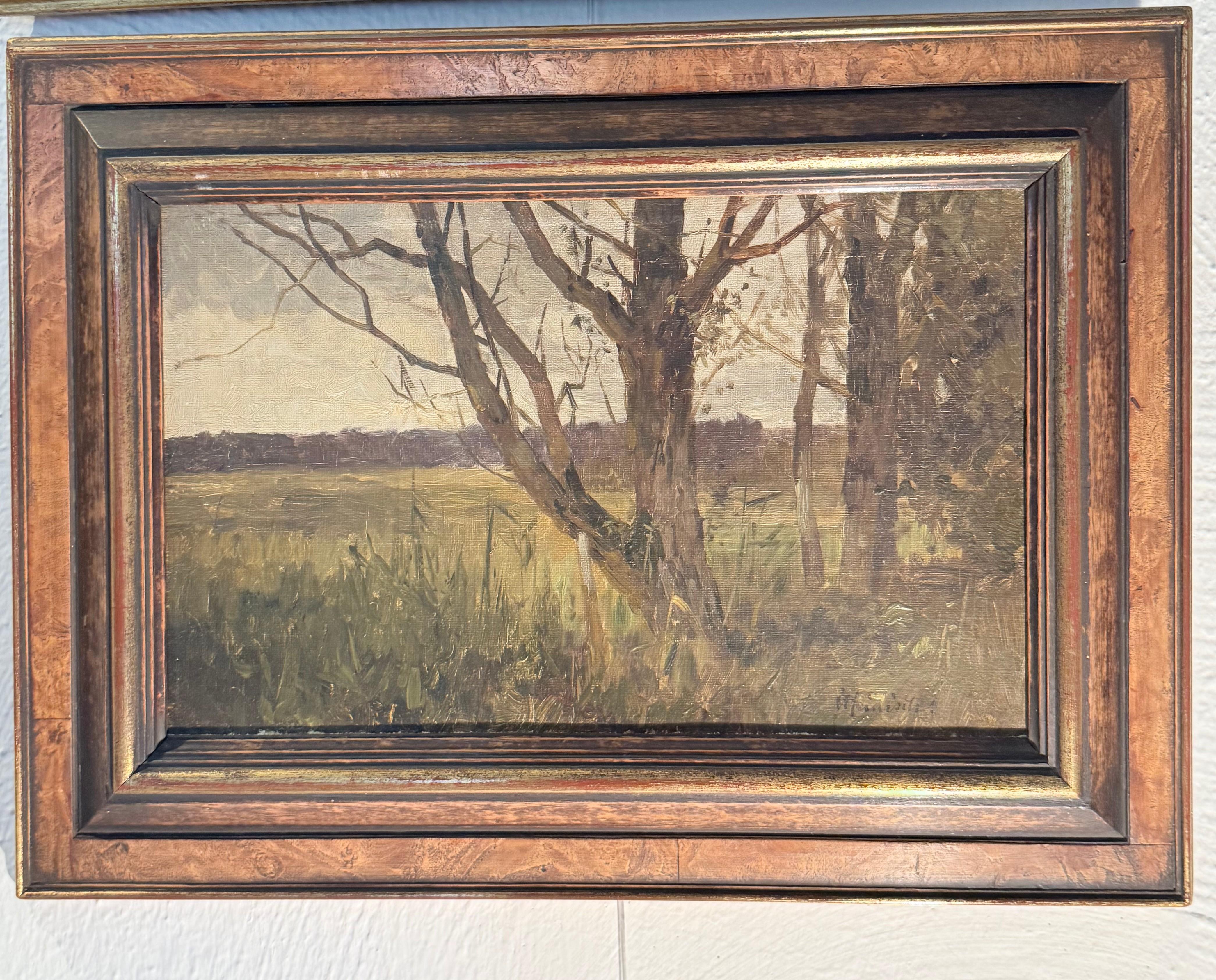 Dipinto a olio impressionista di  Karl Adams Heinisch, 1847 - 1923 Paesaggio - Painting Impressionismo di Heinisch, Carl-Adam