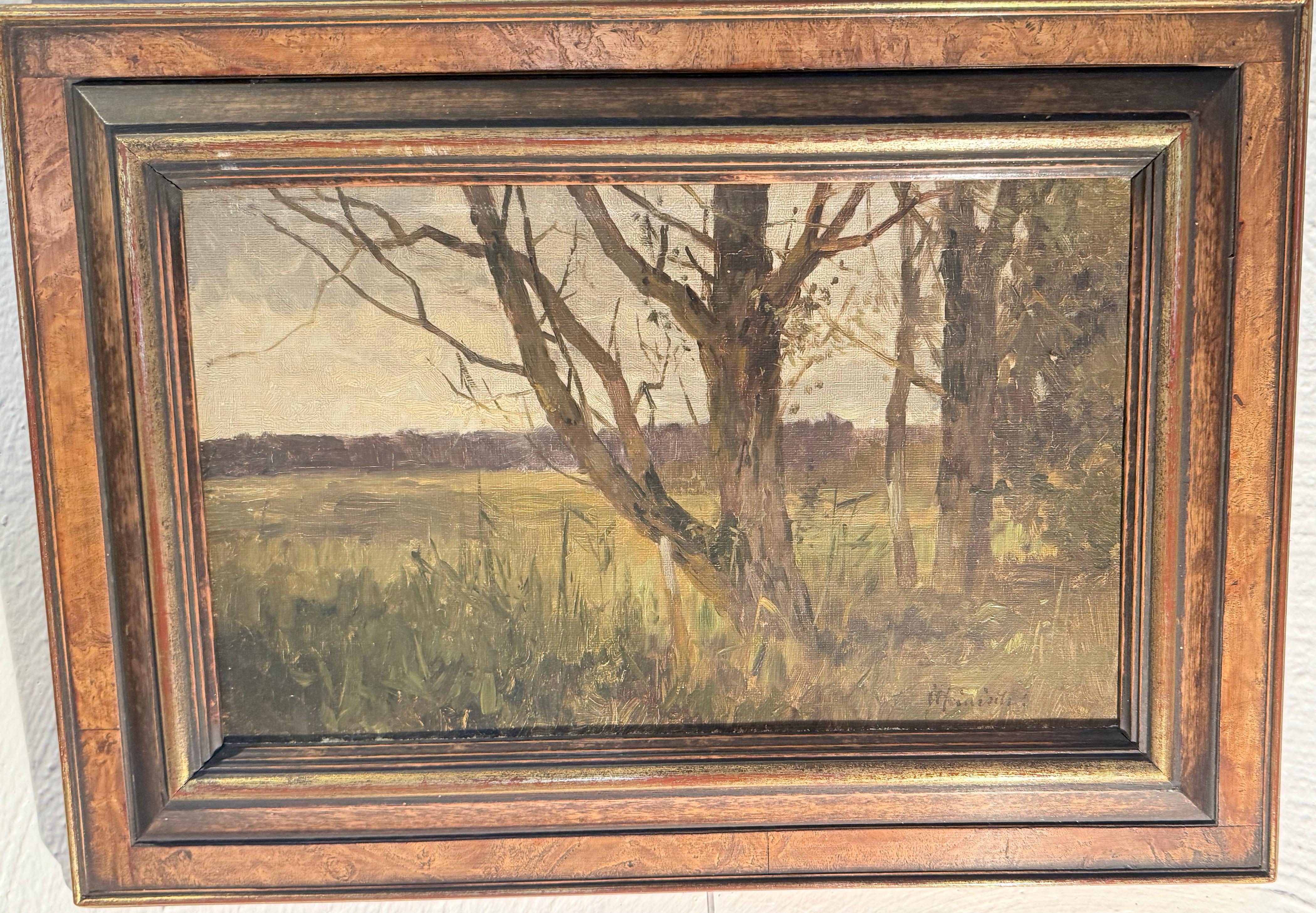 Dipinto a olio impressionista di  Karl Adams Heinisch, 1847 - 1923 Paesaggio in vendita 2