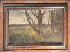 Peinture impressionniste à l'huile par  Karl Adams, 1847 - 1923 Paysage