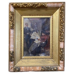 Antique Heinrich August Schwabe '1843-1916' 'In the Studio' Painting