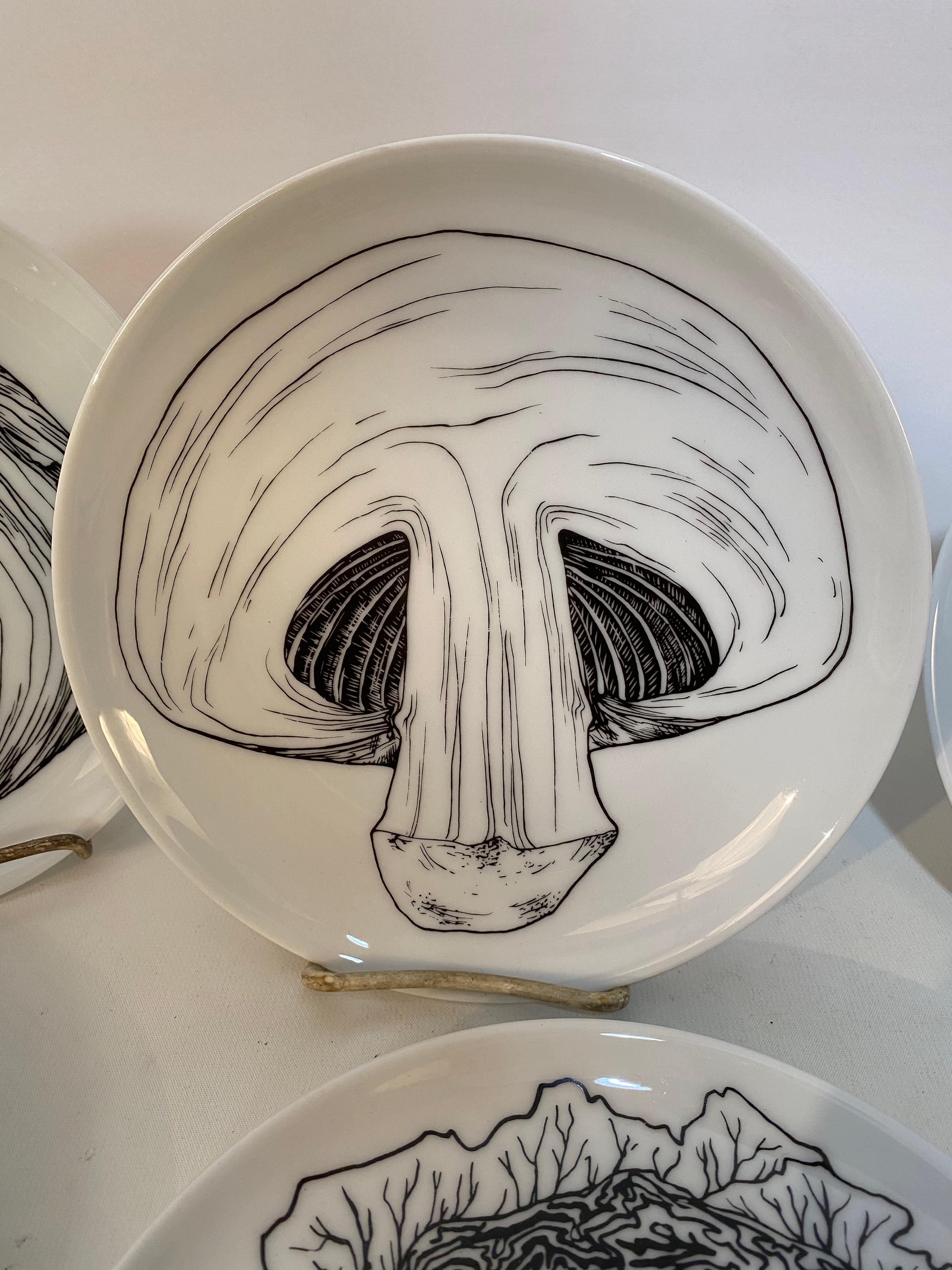 Mid-Century Modern Heinrich Bavarian Porcelain Graphic Vegetable Dishes