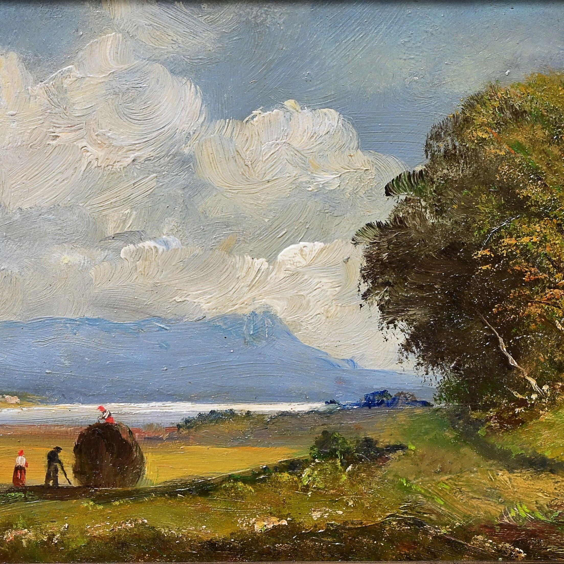 Fermiers apportant de la ferraille - Marron Landscape Painting par Heinrich Berger