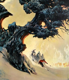 Original Vintage Ski Winter Sport Travel Poster Bernese Oberland Switzerland