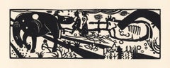 "Peasants Strolling" original woodcut