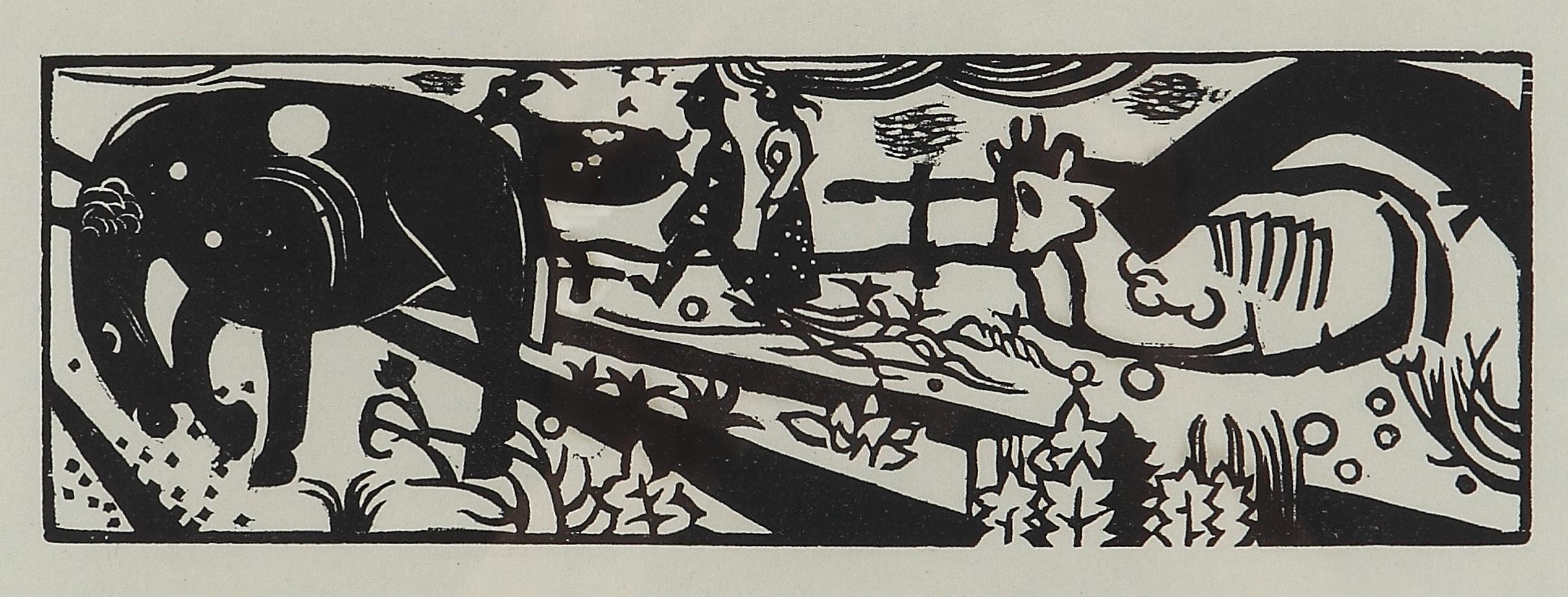 Holzschnitt auf Vellum „Bauerngang“ von Heinrich Campendonk, 1918 im Angebot 1