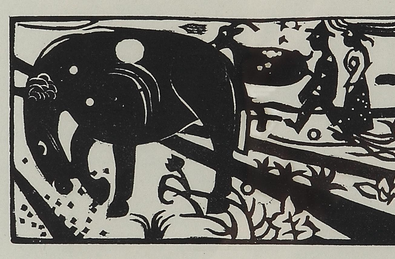 Holzschnitt auf Vellum „Bauerngang“ von Heinrich Campendonk, 1918 im Angebot 2