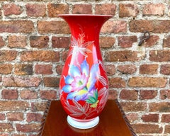 Heinrich & Co Selb Hand-Painted Bavaria Porcelain Red Vase, 1980s