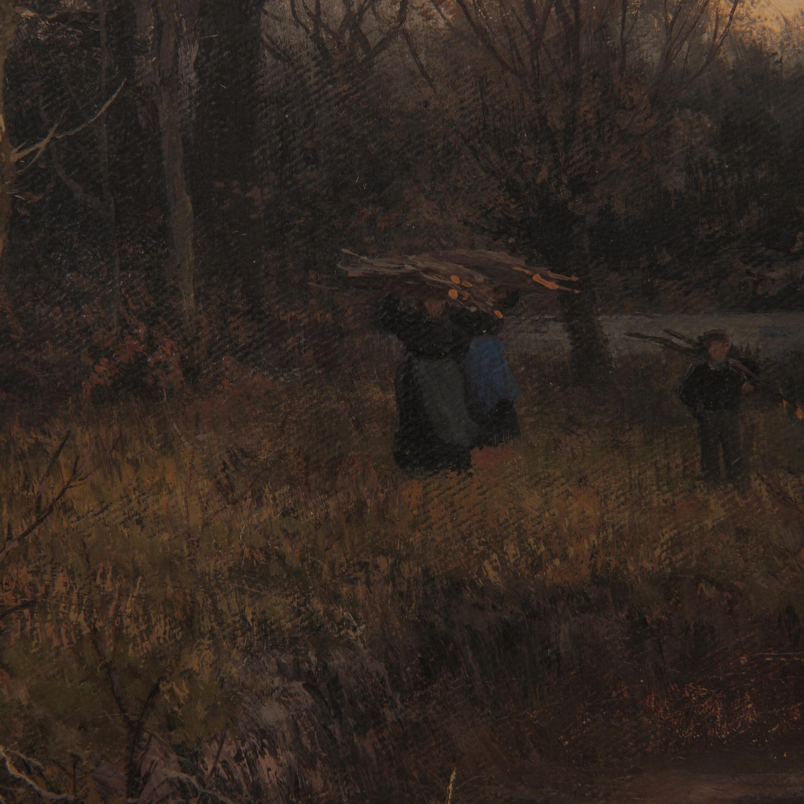 German Heinrich Deiters late 19th Century Oil Painting Autumn Landscape 1889 For Sale