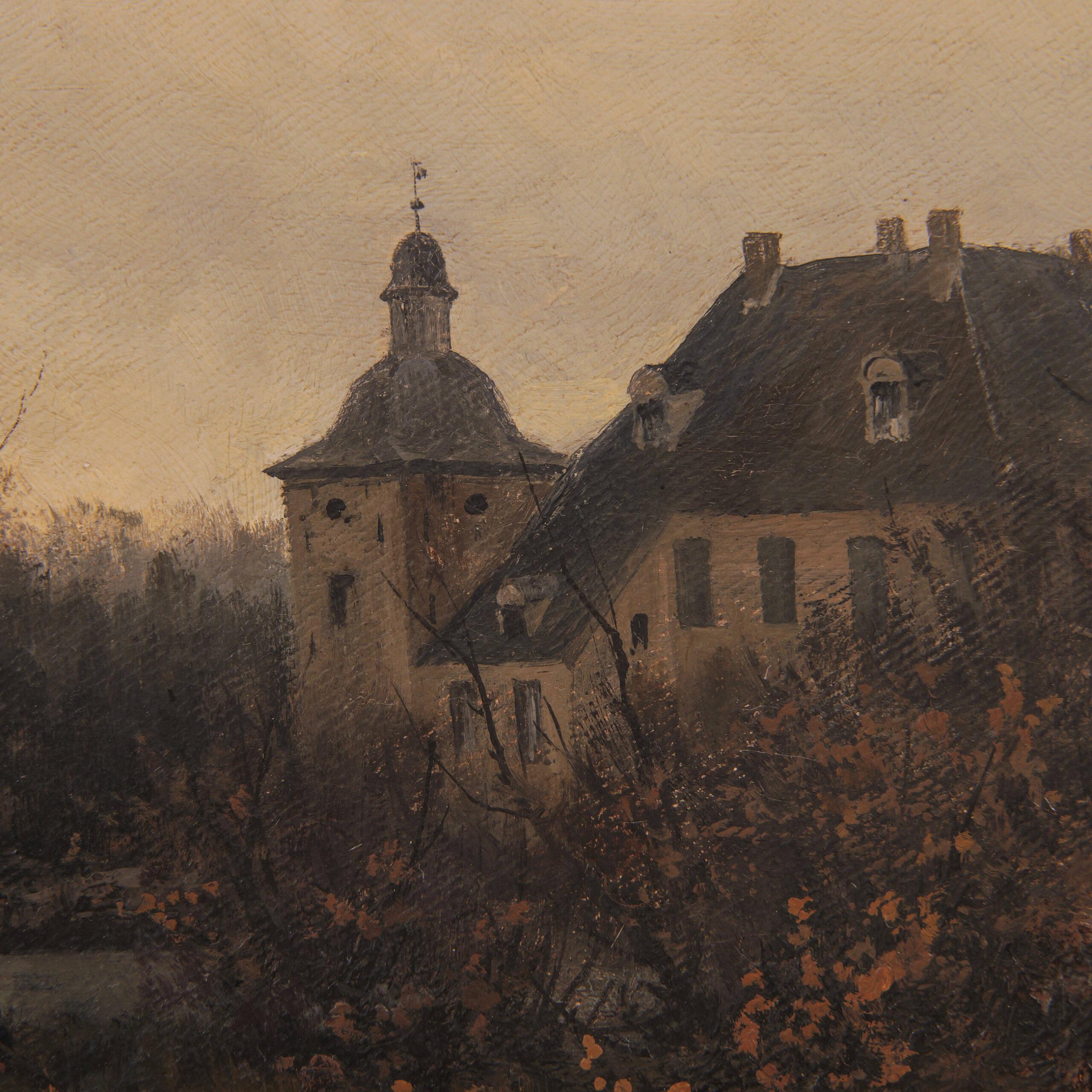 Painted Heinrich Deiters late 19th Century Oil Painting Autumn Landscape 1889 For Sale