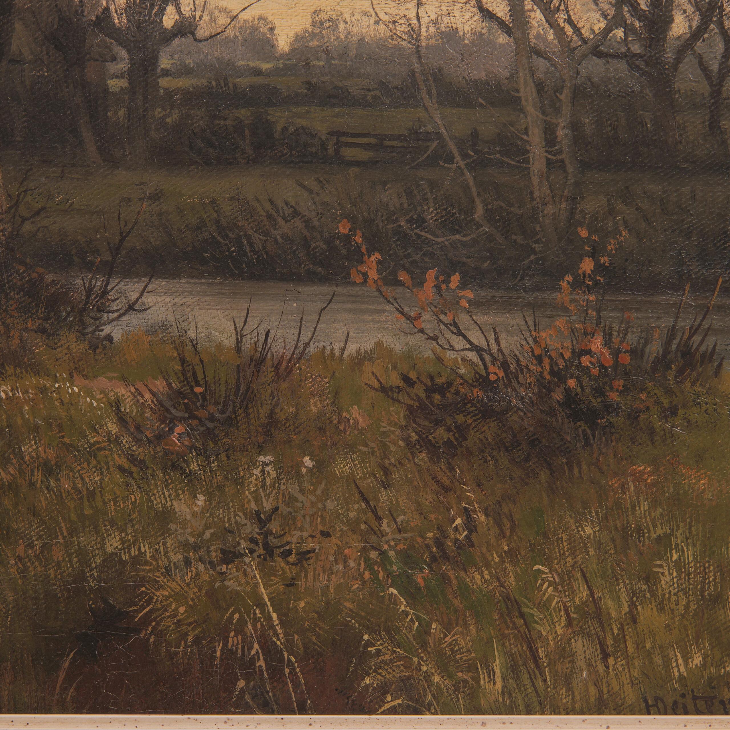 Heinrich Deiters late 19th Century Oil Painting Autumn Landscape 1889 In Good Condition For Sale In Münster, DE
