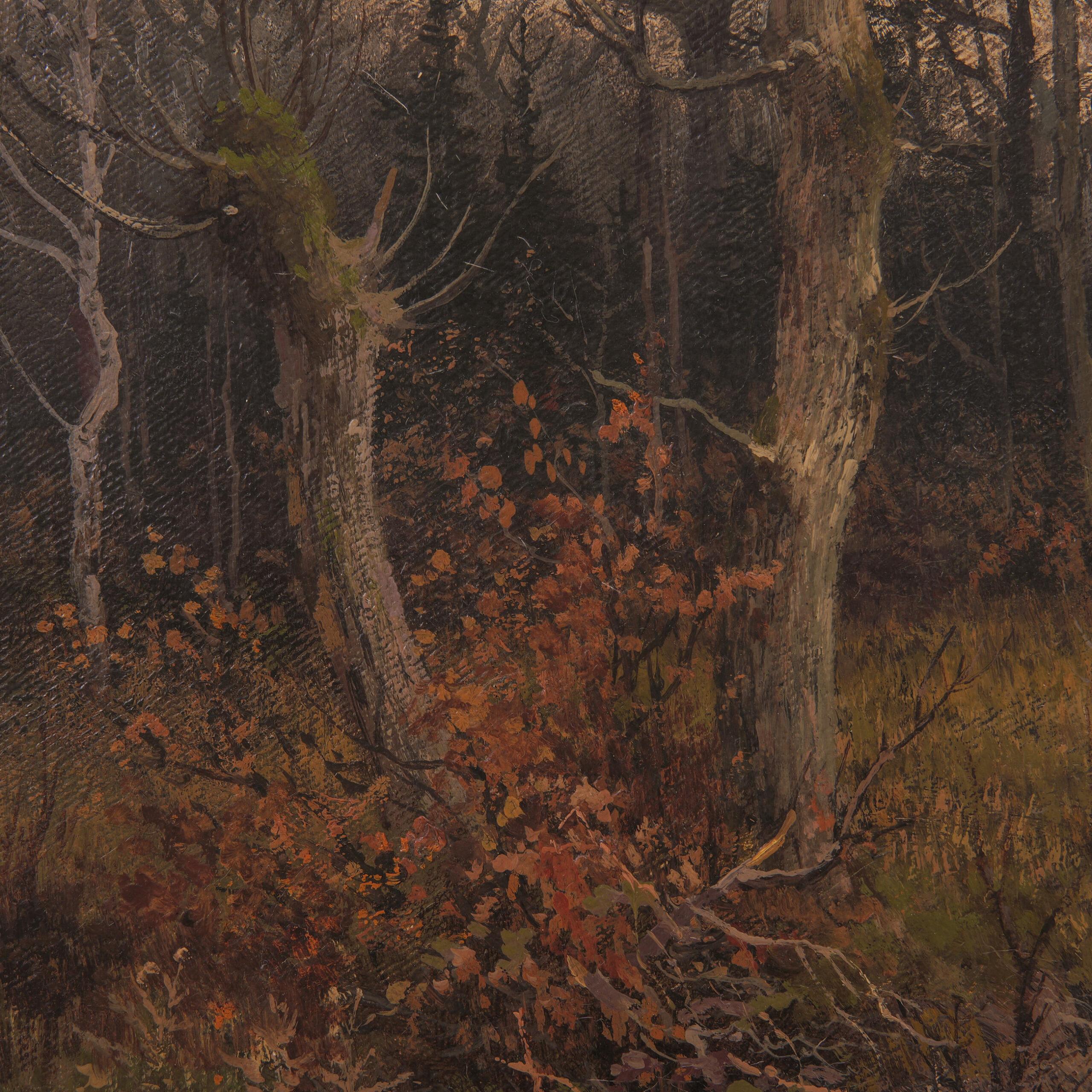Late 19th Century Heinrich Deiters late 19th Century Oil Painting Autumn Landscape 1889 For Sale