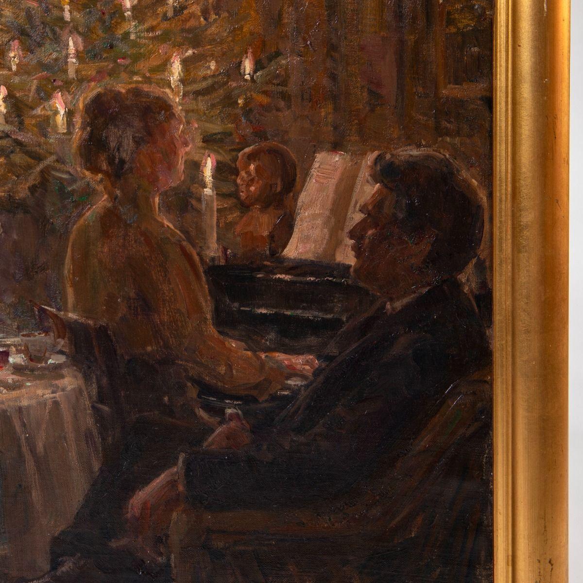 Danois Heinrich Dohm, Scène intérieure de la veille de Noël, huile sur toile, 1901 en vente