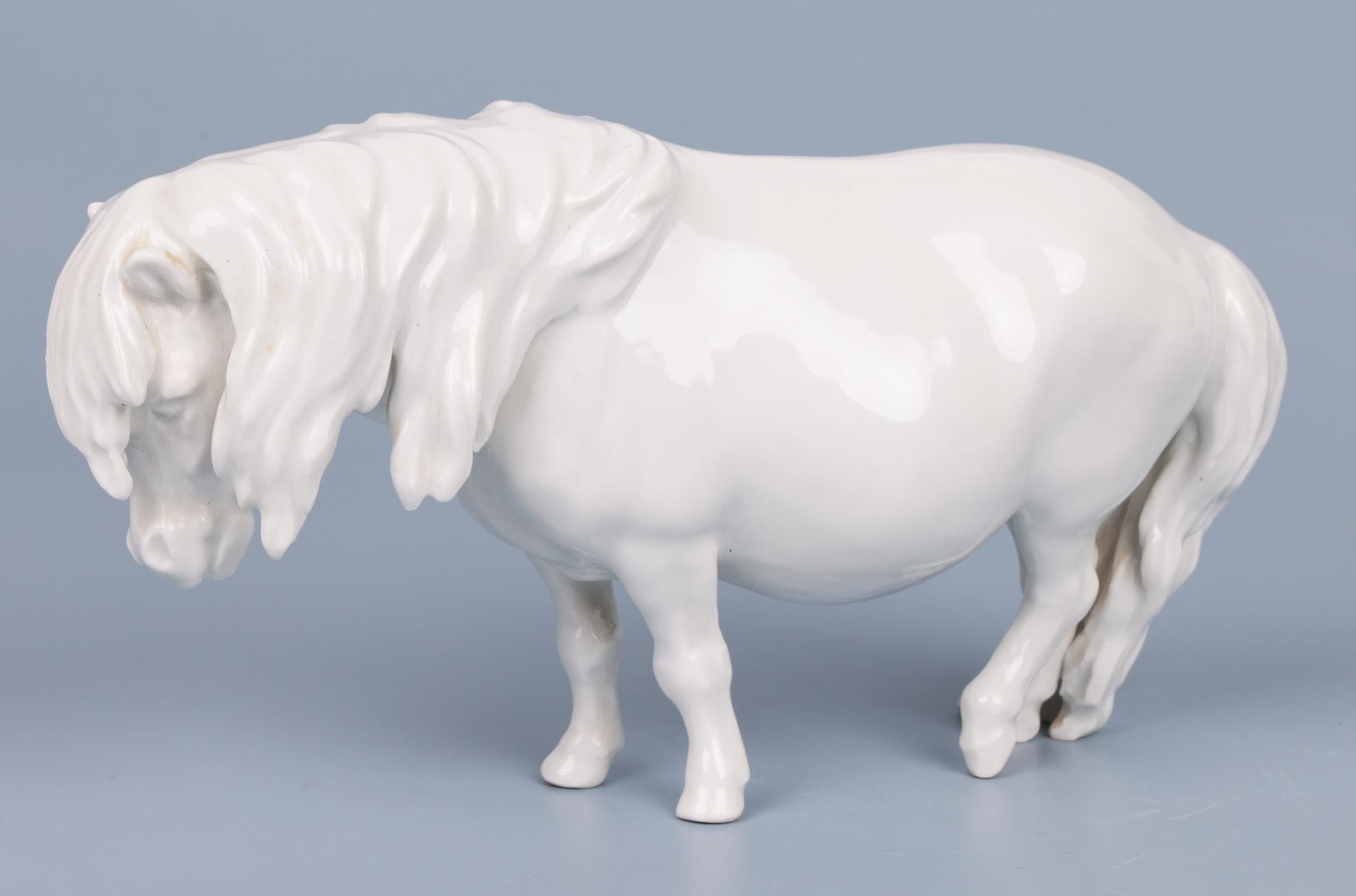 Heinrich Drake Meissen Blanc de Chine Porcelain Shetland Pony  3