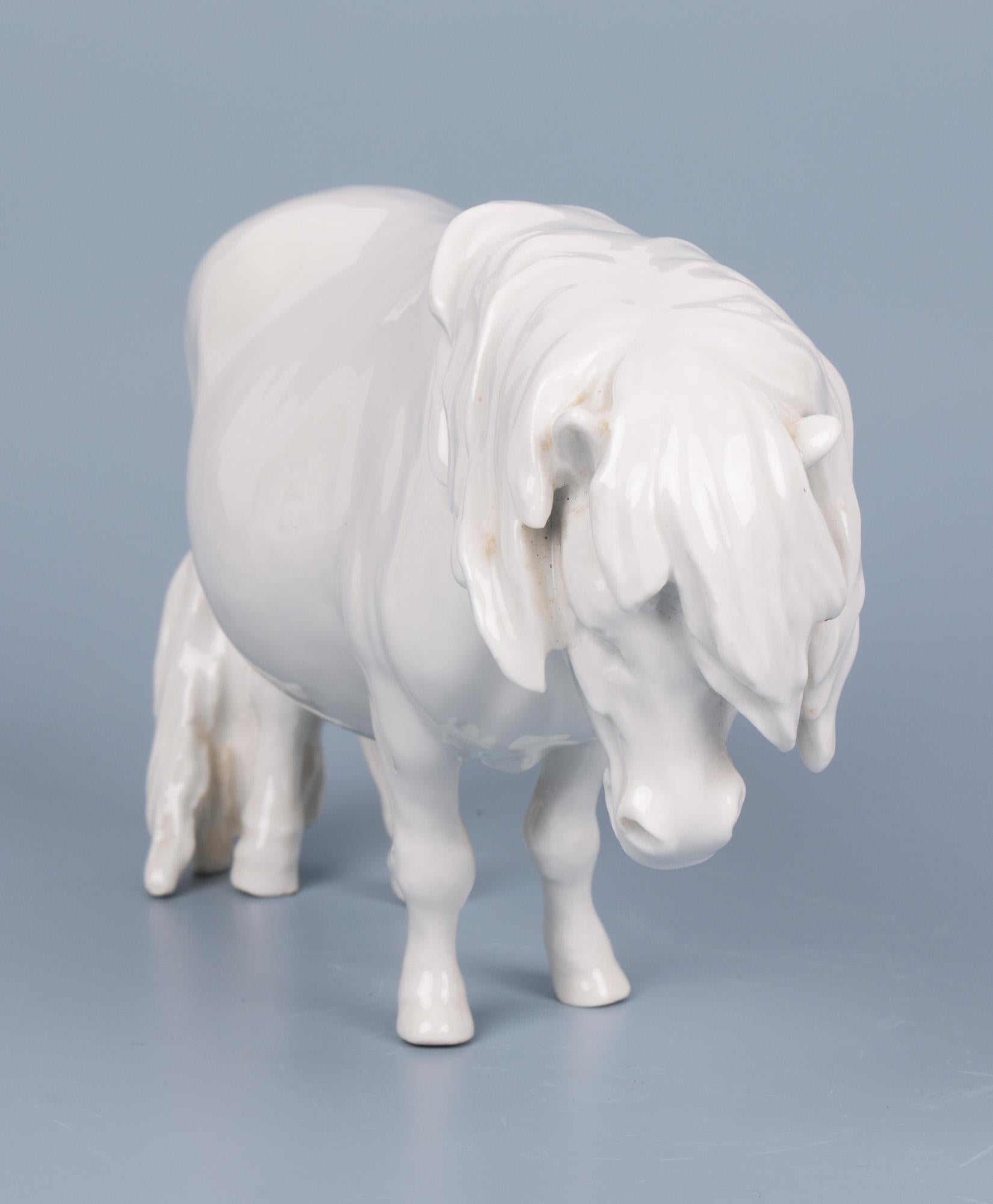 Heinrich Drake Meissen Blanc de Chine Porcelain Shetland Pony  5