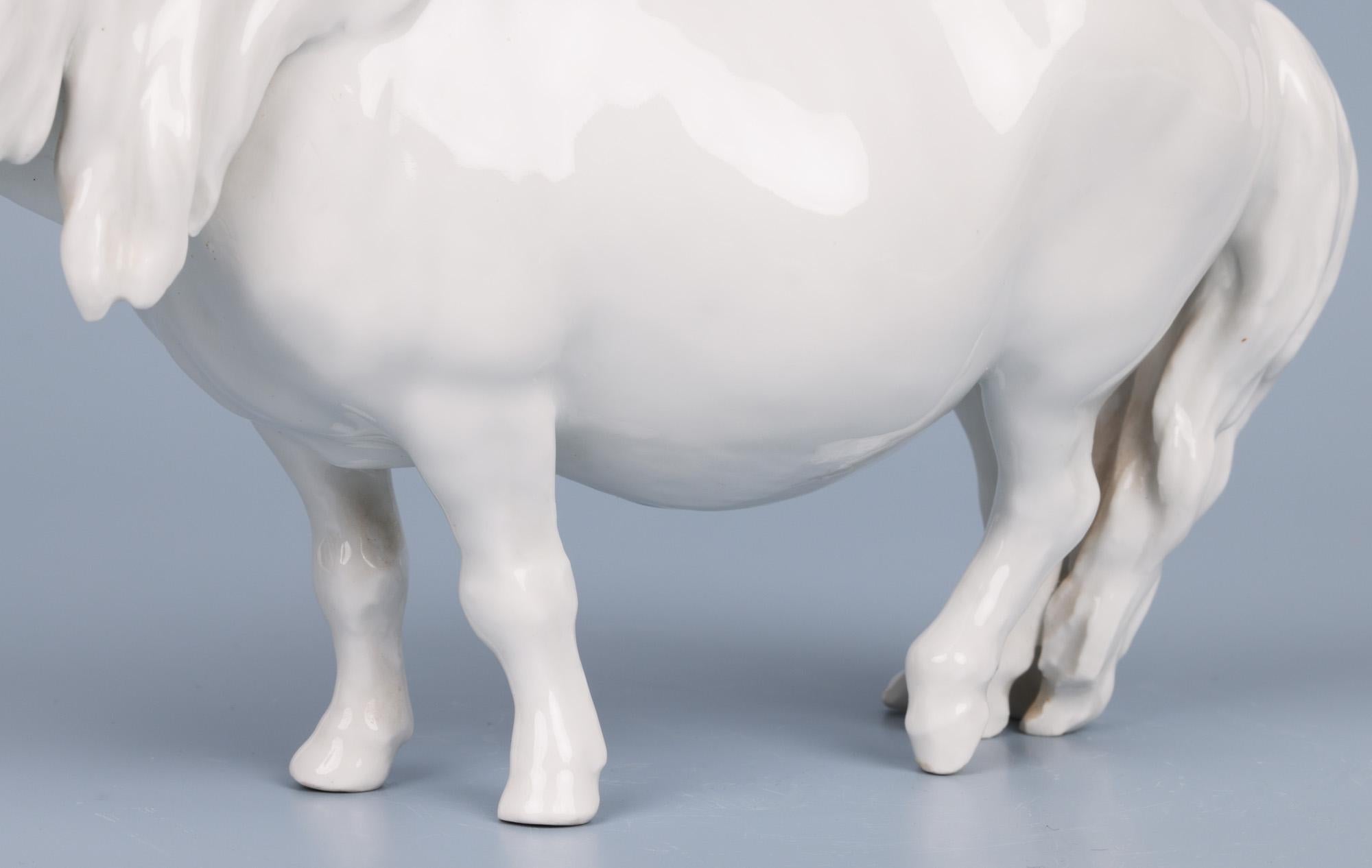 German Heinrich Drake Meissen Blanc de Chine Porcelain Shetland Pony