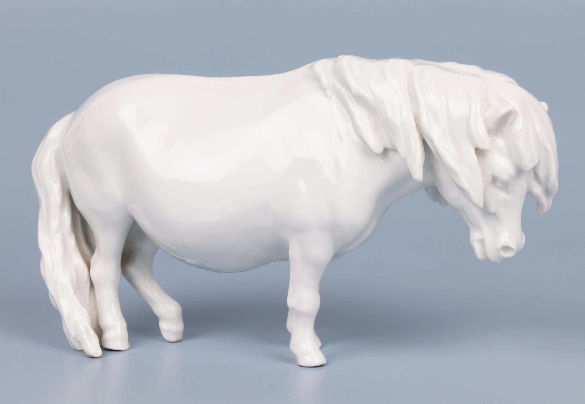 Glazed Heinrich Drake Meissen Blanc de Chine Porcelain Shetland Pony 