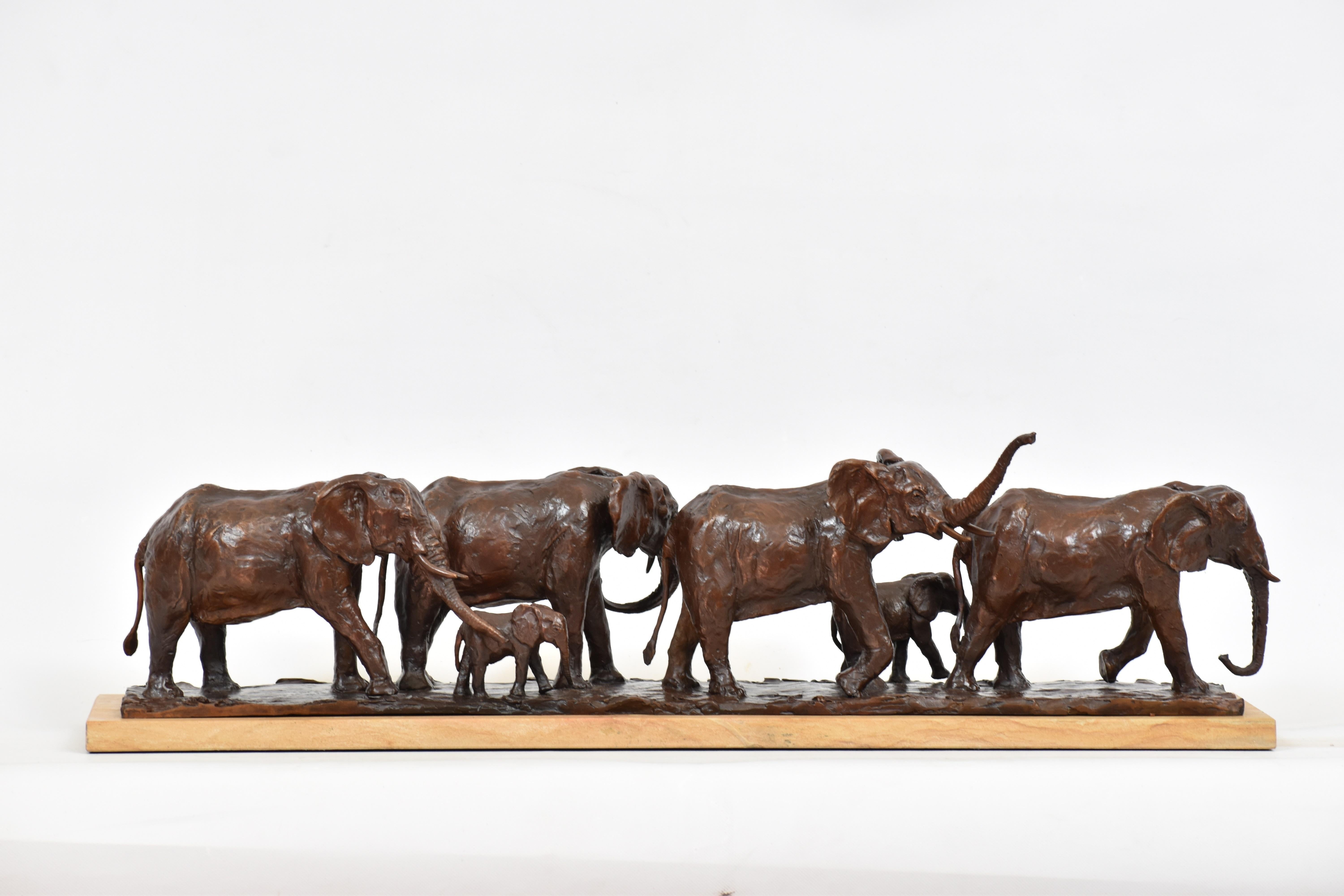 Heinrich Filter Figurative Sculpture - Elephant Herd - Bronze Sculpture - Limited Edition