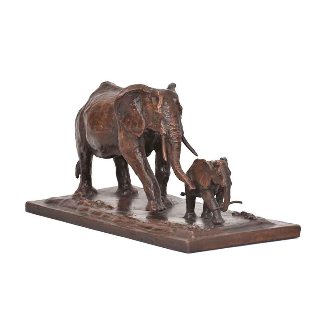 Heinrich Filter Figurative Sculpture - In Step - Bronze Elephant Sculpture, Limited Edition of 24