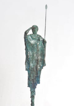 Beginning Of The Hunt - Masai African Sculpture in Bronze Verdigris