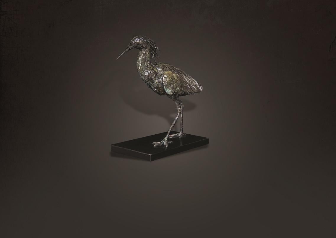 Schwarzer Heron – afrikanische Vogel-Bronze-Skulptur – limitierte Auflage – Sculpture von Heinrich Filter