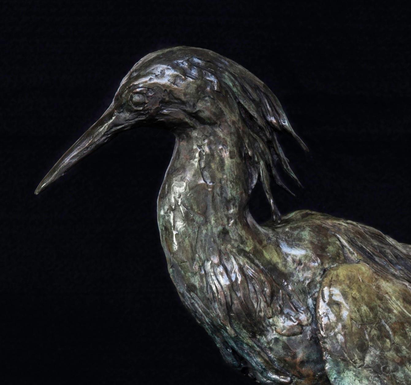 Schwarzer Heron – afrikanische Vogel-Bronze-Skulptur – limitierte Auflage im Angebot 2