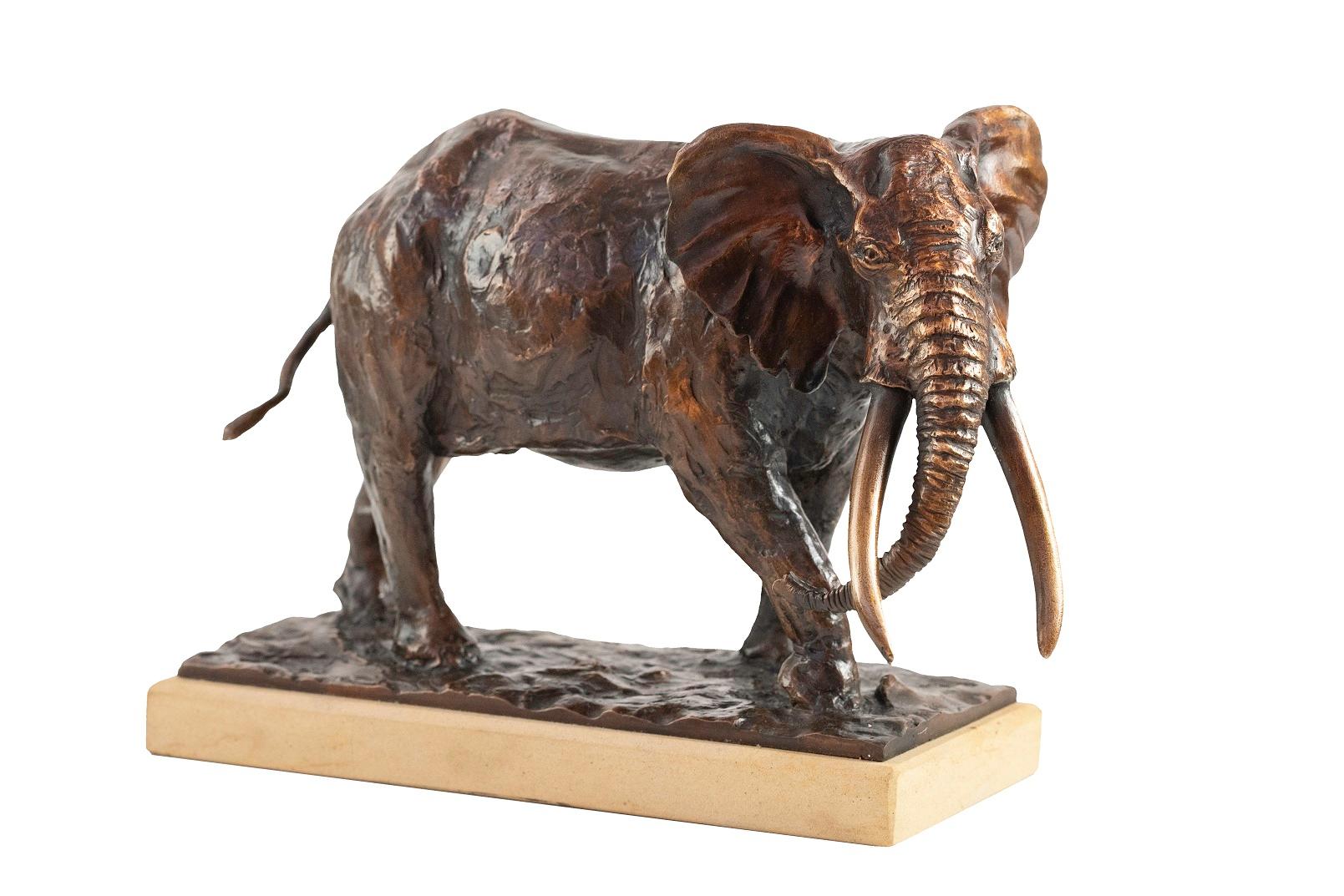 Figurative Sculpture Heinrich Filter - Sculpture en bronze du taureau africain Tusker