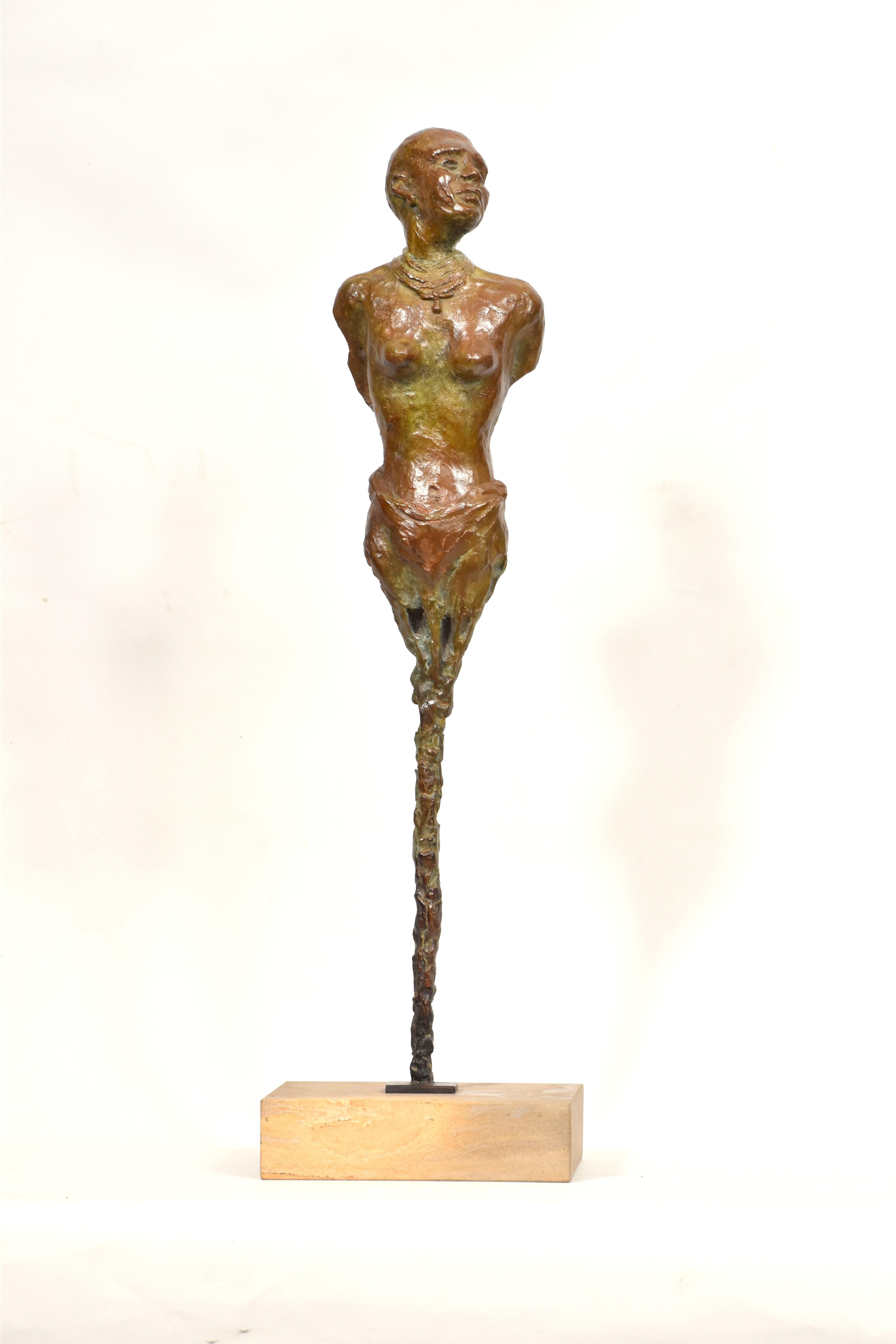 Heinrich Filter Figurative Sculpture – Masai-Mädchen – afrikanische Bronzeskulptur