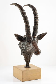 Sable Antelope Bust - African Wildlife Sculpture - Limited Bronze Edition