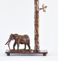 Sculptural Bronze Elephant Table Lamp