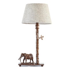 Lampe de table éléphant sculpturale en bronze