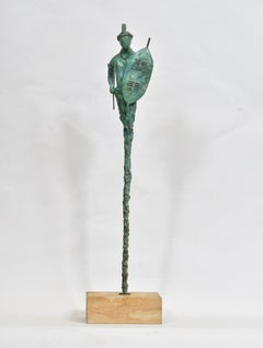 Zulu Warrior - African Sculpture in Bronze Verdigris - Limited Edition