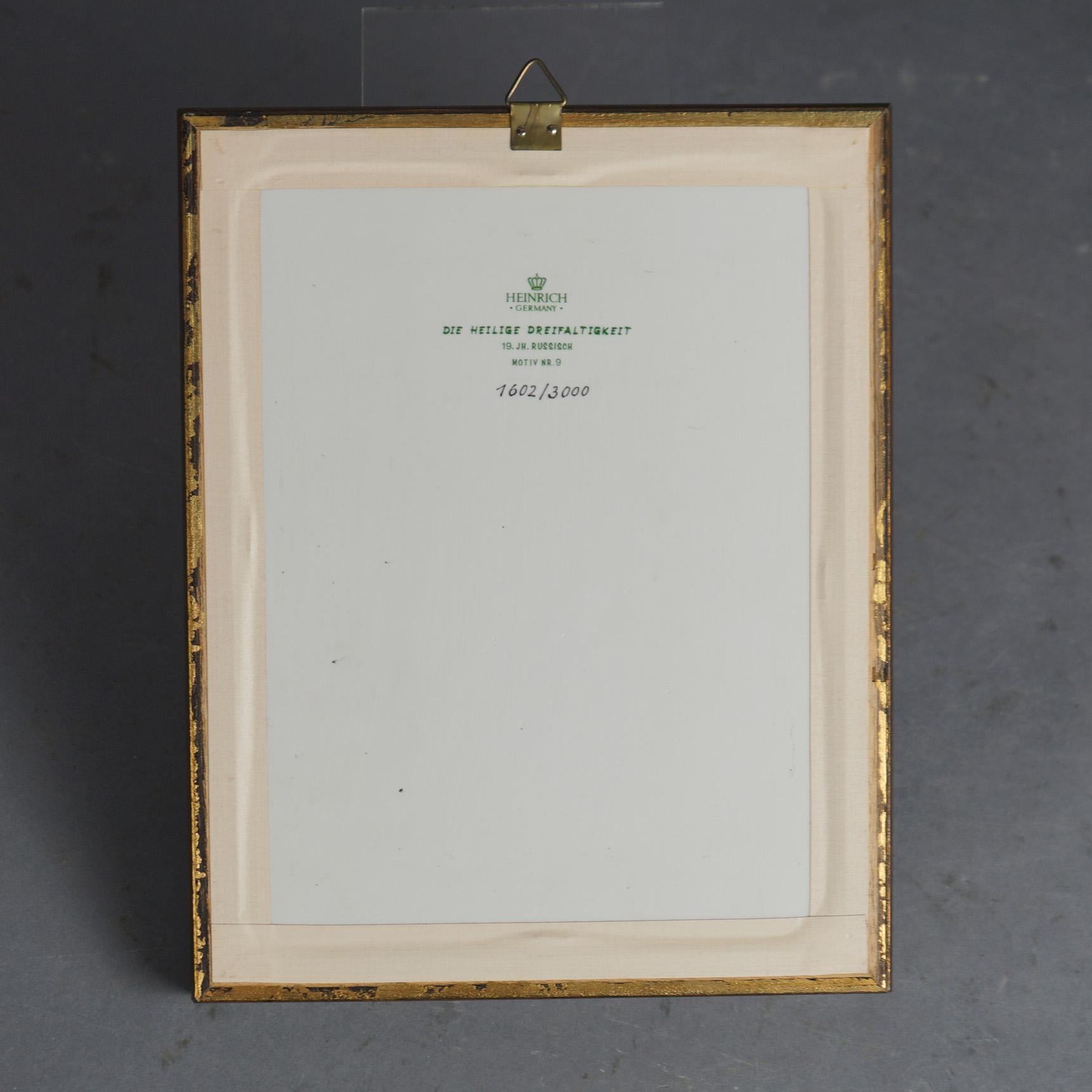 Heinrich Framed Religious Porcelain Plaque, Die Heilige Dreifalti, 20thC For Sale 2