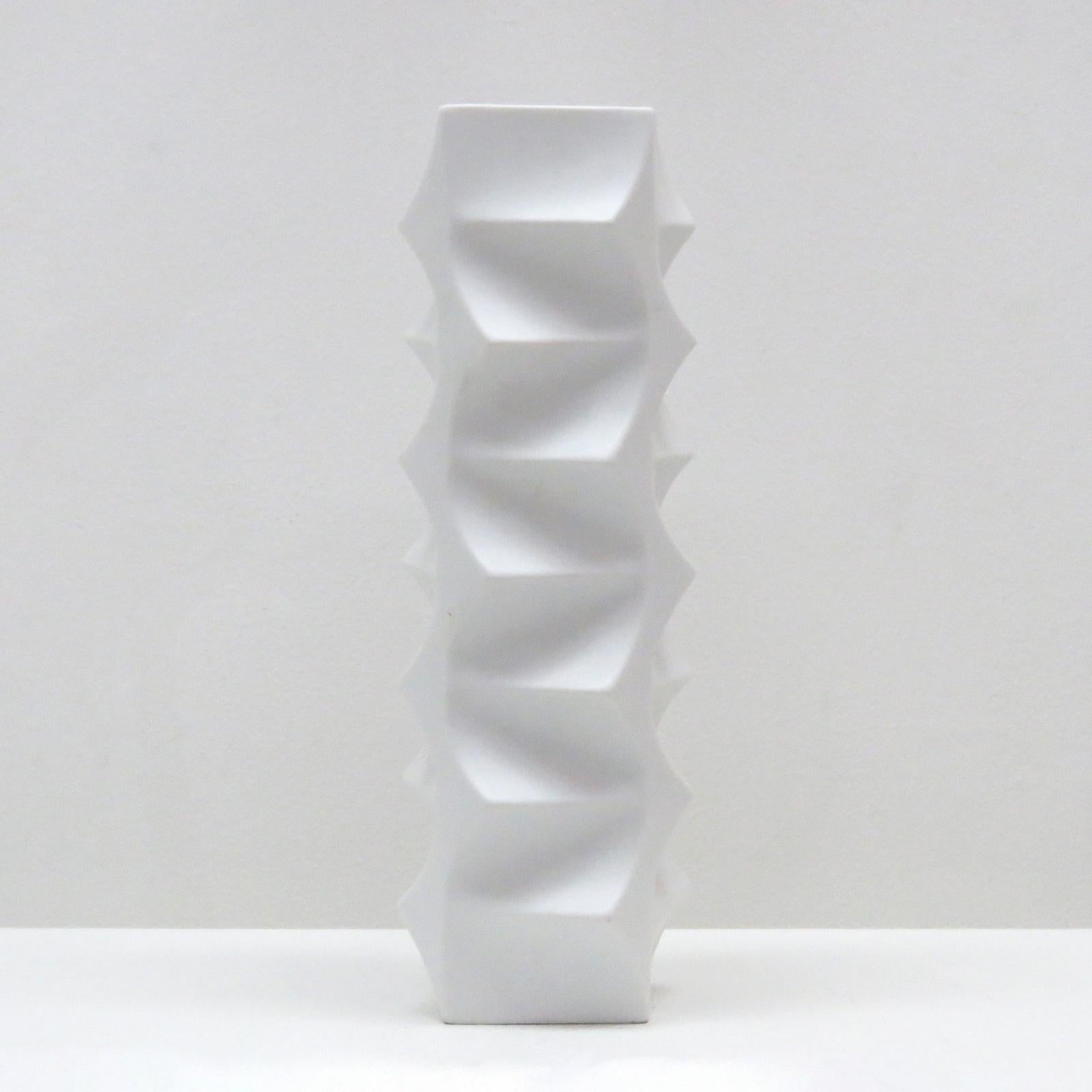 Sculptural porcelain vase by Heinrich Fuchs for Hutschenreuther, released between 1968 and 1970, large version model 5089/34, matte exterior, gloss interior, marked.